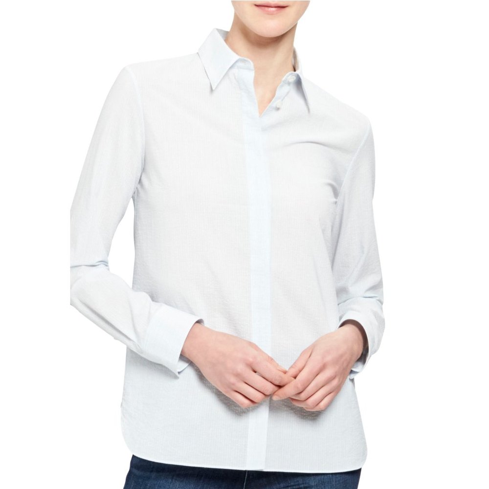 NWT Theory Classic Straight Cotton Stripe Shirt | Workwear Staple
